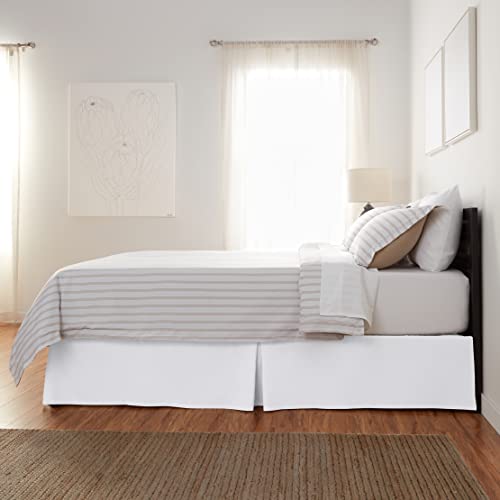 Amazon Basics Lightweight Pleated Wrinkle Resistant Fade Resistant Bed Skirt, Machine Washable, 16-Inch Drop, Queen, Bright White view 3