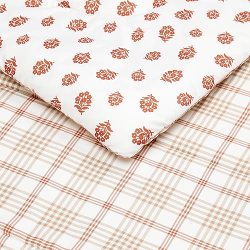Amazon Basics Lightweight Polyester Microfiber Comforter Set, 3-Pieces, Off White Floral, King view 3