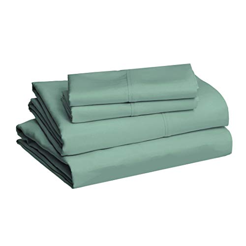 Amazon Basics Lightweight Super Soft, Breathable Brushed Microfiber 4-Piece Bed Sheet Set, Wrinkle Resistant with 14-Inch Deep Pockets, Queen, Emerald Green, Solid view 2