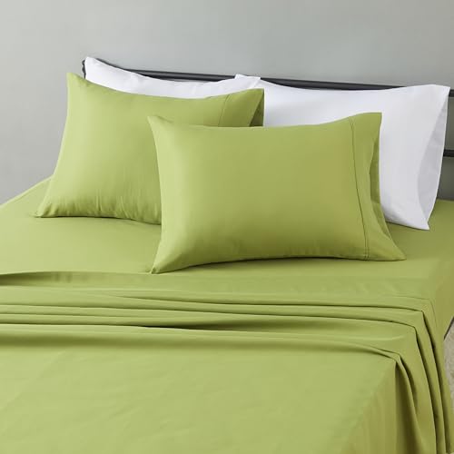 Amazon Basics Lightweight Super Soft Breathable Microfiber 4-Piece Bed Sheet Set, Queen, Oliver Light, Solid