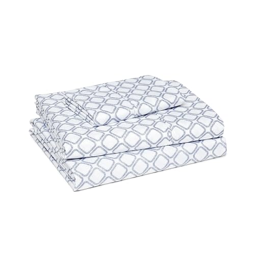 Amazon Basics Lightweight Super Soft Easy Care Wrinkle Free Microfiber 3 Piece Bed Sheet Set with 14-Inch Deep Pockets, Twin, Aqua Square Grid, Kids, Men & Women Bedding view 2