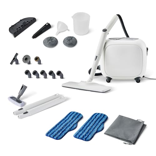 Amazon Basics Multipurpose Steam Cleaner for Home with 22 Accessories, Chemical-Free Cleaning, Powerful Steam, 51oz Tank, 1500W, White