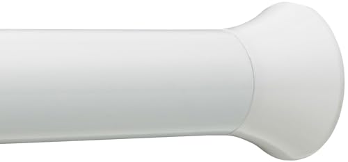Amazon Basics No Drill Spring Tension Curtain Rod, Adjustable 78-108" Width, White, Classic Finial
