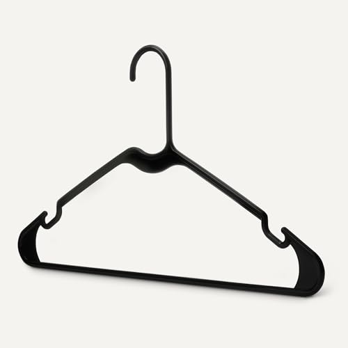 Amazon Basics Plastic Clothes Hangers, Adult Size, Black, Pack of 50
