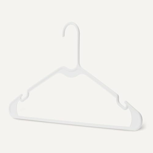 Amazon Basics Plastic Clothes Hangers, Adult Size, White, Pack of 50
