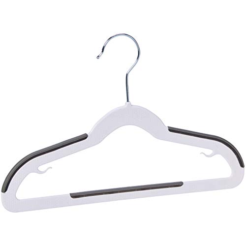 Amazon Basics Plastic Kids Clothes Hangers, Non-Slip, White and Black, 12.8" x 8" x 0.2", 30-Pack
