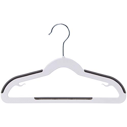 Amazon Basics Plastic Kids Clothes Hangers, Non-Slip, White and Black, 12.8" x 8" x 0.2", 30-Pack view 2