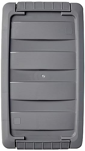 Amazon Basics Plastic Storage Containers with Secure Latching Lids, Stackable Organization Bins, Clear/Grey, 5 Quart, Set of 10