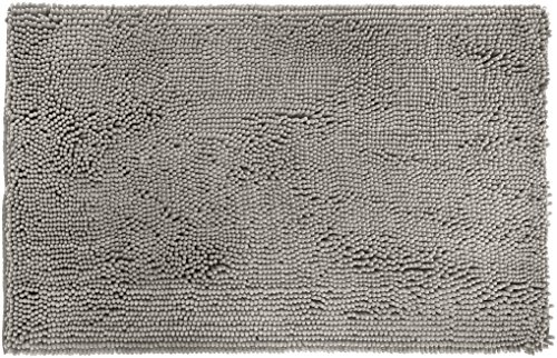 Amazon Basics Platinum Bathroom Rugs, Extra Soft and Comfortable Shag Bath Mats, Non-Slip, Quick Drying, Machine Washable, for Bathroom Floor, Tub and Shower, 21" x 34", Platinum