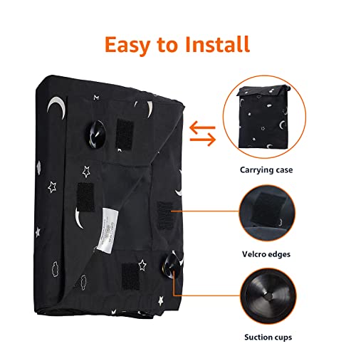 Amazon Basics Portable Room Darkening Blackout Curtain Shade with Suction Cups, Noise Reduction, 50"W x 78"L, Moon and Stars, 1-Pack view 3