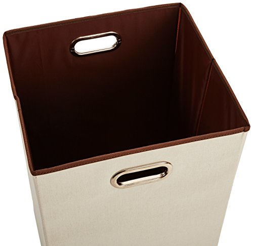 Amazon Basics Rectangular Foldable Laundry Basket Hamper, Beige/Brown view 2