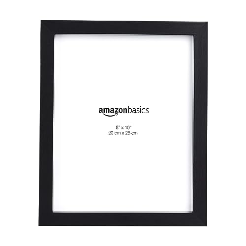 Amazon Basics Rectangular Photo Picture Frame, 8" x 10", Wall Hanging or Tabletop Display, Black, 2-Pack, Horizontal or Vertical