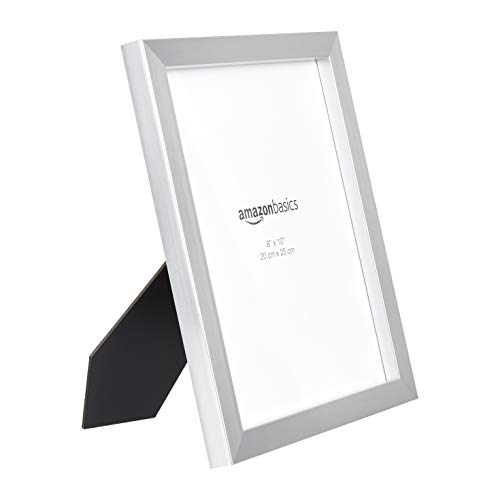 Amazon Basics Rectangular Photo Picture Frame Set, 8" x 10", Wall Hanging or Tabletop Display, Real Glass, Nickel, 2-Pack view 3