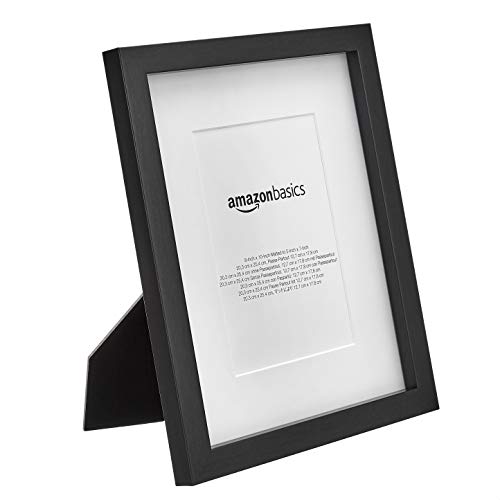 Amazon Basics Rectangular Picture Frame Set for Wall Hanging or Tabletop Display, 8 x 10 in with 5 x 7 in Mat, Black, 2-Pack view 3