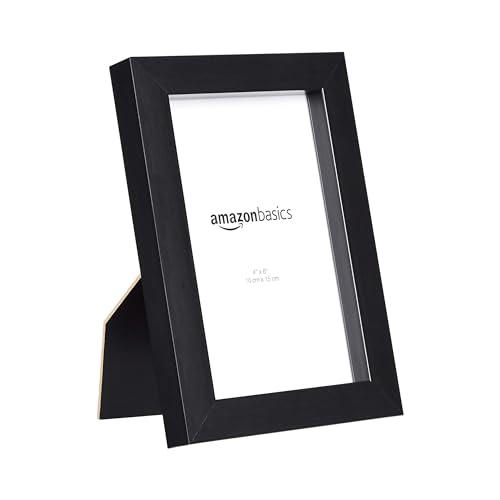 Amazon Basics Rectangular Picture Frame Set for Wall Hanging or Tabletop Display, 6 x 4 in, Black, 5-Pack view 3