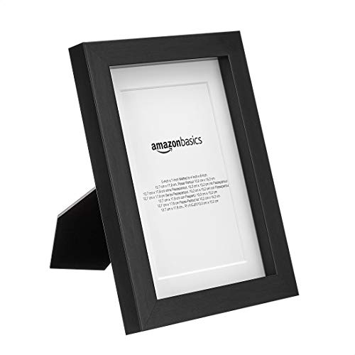Amazon Basics Rectangular Picture Frame with Glass, 5" x 7", Wall Hanging or Tabletop Display, Mat for 4" x 6" Photo, Black, 2-Pack view 3