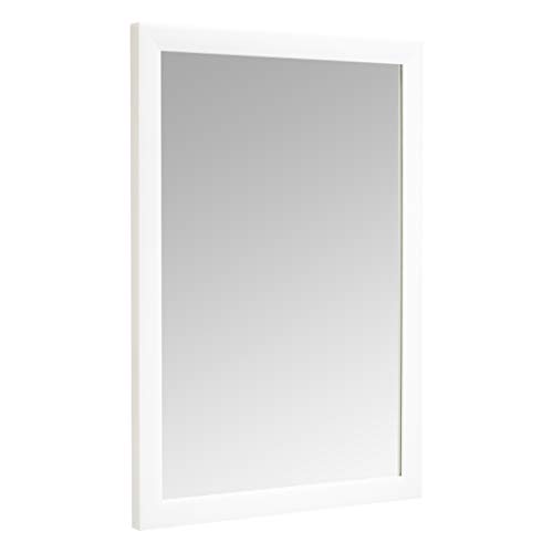 Amazon Basics Rectangular Wall Mount Mirror for Bedroom, Living Room, Entryway, 20" x 28", Standard Trim, White, Hangs Horizontally or Vertically