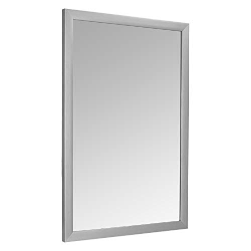 Amazon Basics Rectangular Wall Mount Mirror for Bedroom, Living Room, Entryway, 24" x 36", Standard Trim, Nickel, Hangs Horizontally or Vertically