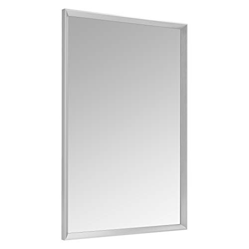 Amazon Basics Rectangular Wall Mount Mirror for Bedroom, Living Room, Entryway, 24" x 36", Peaked Trim, Nickel, Hangs Horizontally or Vertically