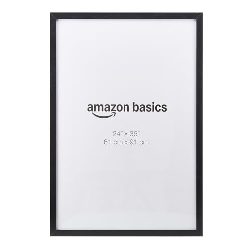 Amazon Basics Rectangular Wood Poster Frame, 24" x 36", Black