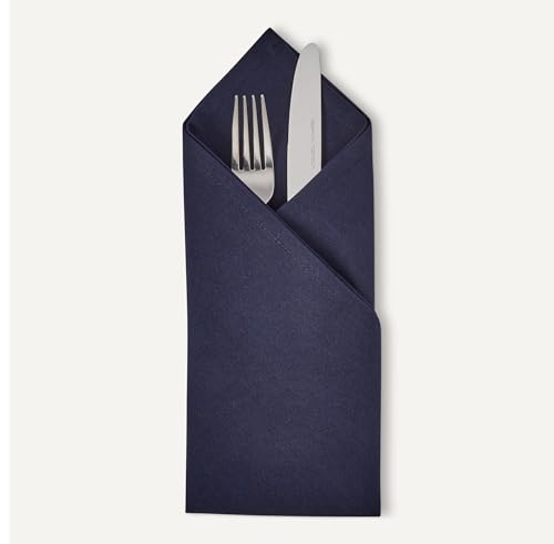 Amazon Basics Reusable Stain and Wrinkle Resistant Cloth Napkins, 100% Recycled Polyester, Machine Washable, 17 x 17 inches, Blue, 12-Pack view 3