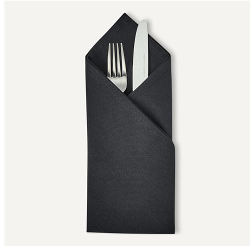 Amazon Basics Reusable Stain and Wrinkle Resistant Cloth Napkins, 17 x 17 inches, Black, 12-Pack view 3
