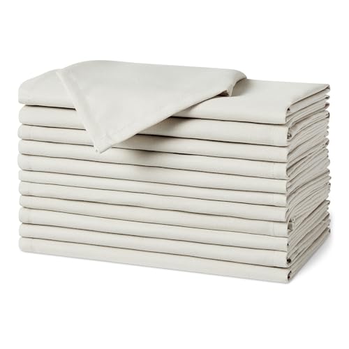 Amazon Basics Reusable Stain and Wrinkle Resistant Cloth Napkins, 17 x 17 inches, White, 12-Pack