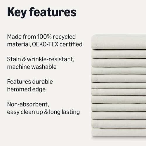 Amazon Basics Reusable Stain and Wrinkle Resistant Cloth Napkins, 17 x 17 inches, White, 12-Pack view 2