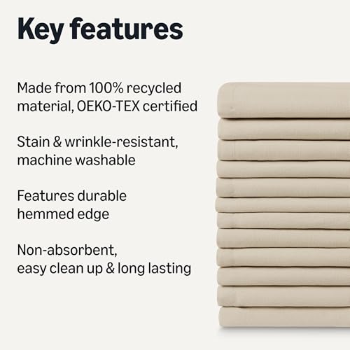 Amazon Basics Reusable Stain and Wrinkle Resistant Cloth Napkins, 17 x 17 inches, Beige, 12-Pack view 2
