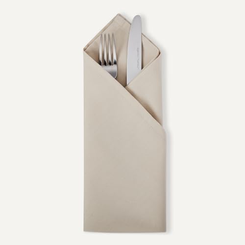 Amazon Basics Reusable Stain and Wrinkle Resistant Cloth Napkins, 17 x 17 inches, Beige, 12-Pack view 3