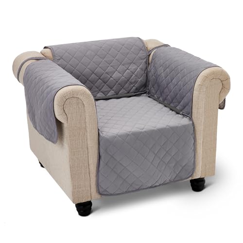 Amazon Basics Reversible Sofa Slipcover, One Seat, Small, Gray/Light Gray