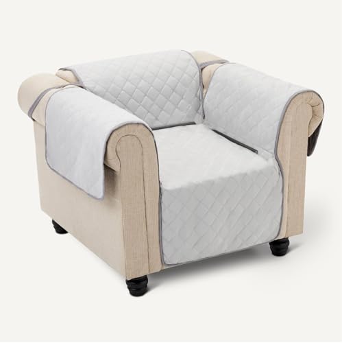 Amazon Basics Reversible Sofa Slipcover, One Seat, Small, Gray/Light Gray view 3