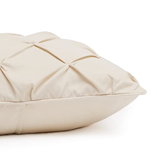 Amazon Basics Soft, Breathable Queen Size Comforter Set, All-Season Down-Alternative 3-Piece Bedding Set, Pinch Pleat Design with Piped Edges, Full/Queen, Beige view 3