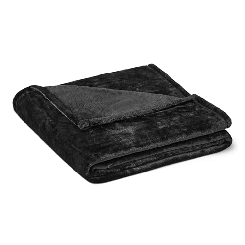Amazon Basics Soft Fleece Throw Blanket, Lightweight Cozy Blanket for Couch & Sofa, 50 x 60 Inches, Black