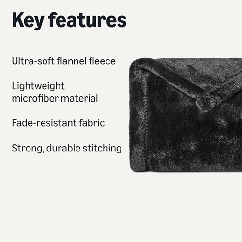 Amazon Basics Soft Fleece Throw Blanket, Lightweight Cozy Blanket for Couch & Sofa, 50 x 60 Inches, Black