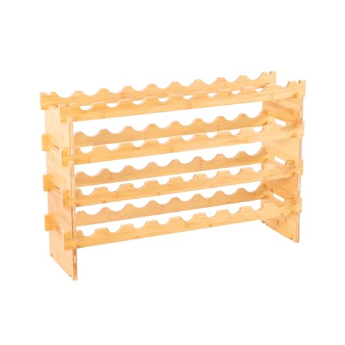 Amazon Basics Stackable Natural Bamboo Wine Rack, 36 Bottle Capacity