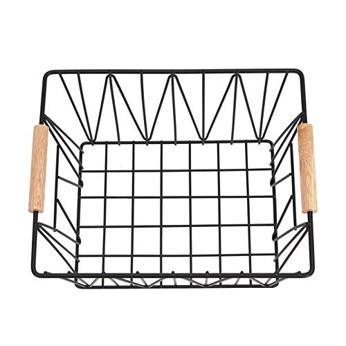 Amazon Basics Stackable Rectangular Wire Storage Baskets for Closet Organization, Set of 3, Multipurpose Home Organizer, Black view 3