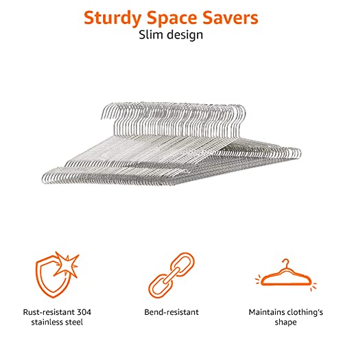 Amazon Basics Stainless Steel Clothes Hangers, 50-Pack, Silver