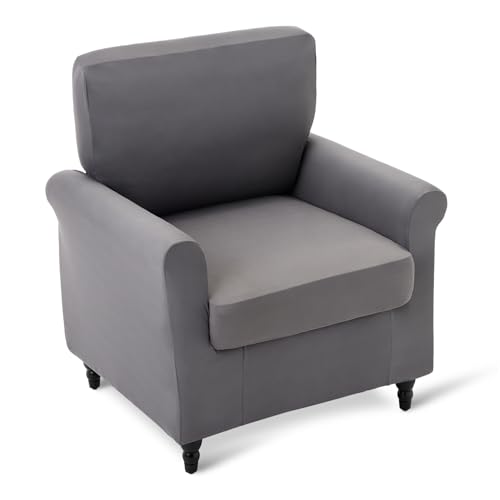 Amazon Basics Stretch Spandex Sofa Slipcover with Elastic Bottom, one seat Sofa, Small, Dark Gray