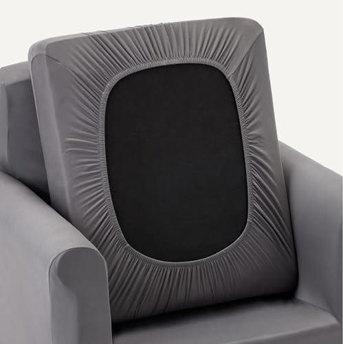 Amazon Basics Stretch Spandex Sofa Slipcover with Elastic Bottom, one seat Sofa, Small, Dark Gray view 3
