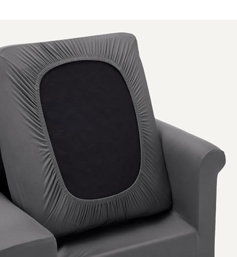 Amazon Basics Stretchy Spandex Blend Sofa Slipcover with Elastic Bottom, Two Seat Sofa, Medium, Dark Gray view 3