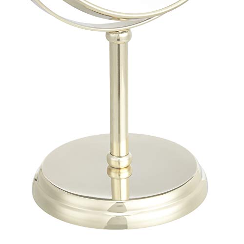 Amazon Basics Tabletop Magnifying Vanity Round Mirror with Clear Reflection, 1X/5X Magnification, Iron Frame, 7.2" x 4.92", Gold view 3