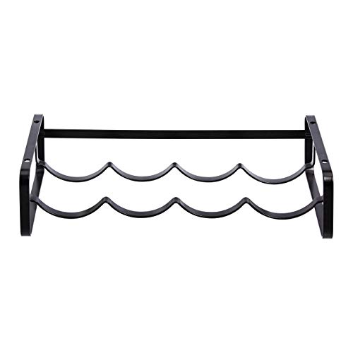 Amazon Basics Tabletop Stackable 4-Bottle Metal Wine Rack, 3.74"D x 15.75"W x 7.87"H, Black