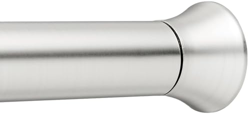 Amazon Basics Tension Curtain Rod, Adjustable 36-54" Width - Nickel, Classic Finial