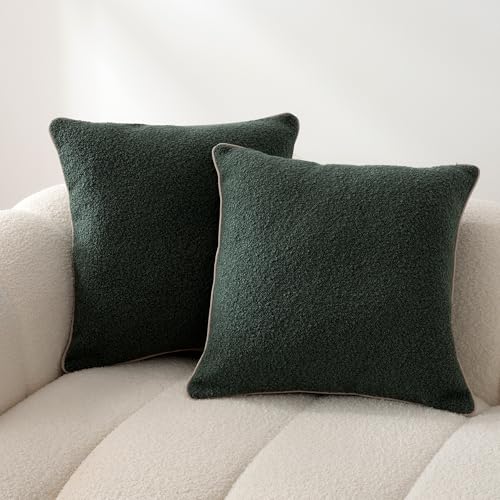 Amazon Basics Textured Decorative Throw Pillow Covers with Hidden Zipper Closure, Pack of 2, 18×18in, Green