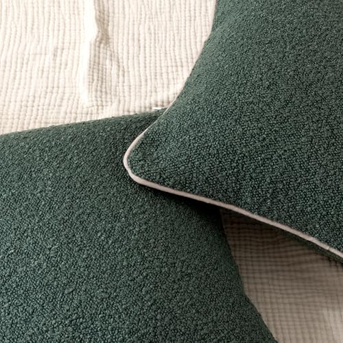 Amazon Basics Textured Decorative Throw Pillow Covers with Hidden Zipper Closure, Pack of 2, 18×18in, Green