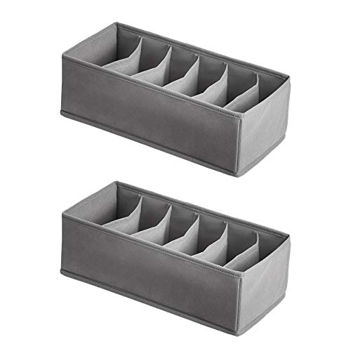 Amazon Basics Underwear Drawer Organizer Dividers for Closet Organization and Storage, Fits Perfectly in Dresser, 2-Pack, Gray