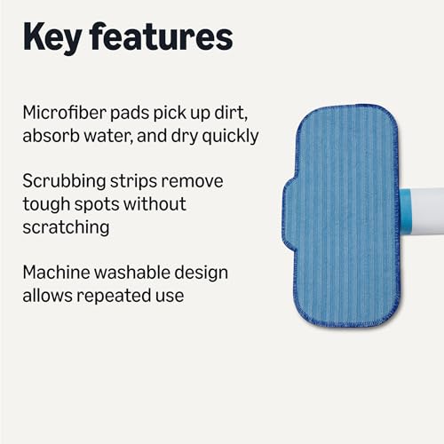 Amazon Basics Washable Steam Mop Replacement Pads for All Hard Floors, 4-Pack view 2