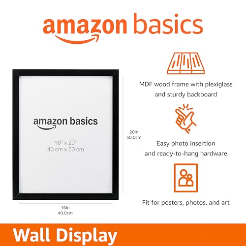 Amazon Basics Wood Poster Rectangular Frame, 16" x 20", Black view 2
