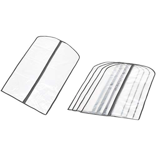 Amazon Basics Zippered Peva Garment Storage Bag, 5-Pack, White